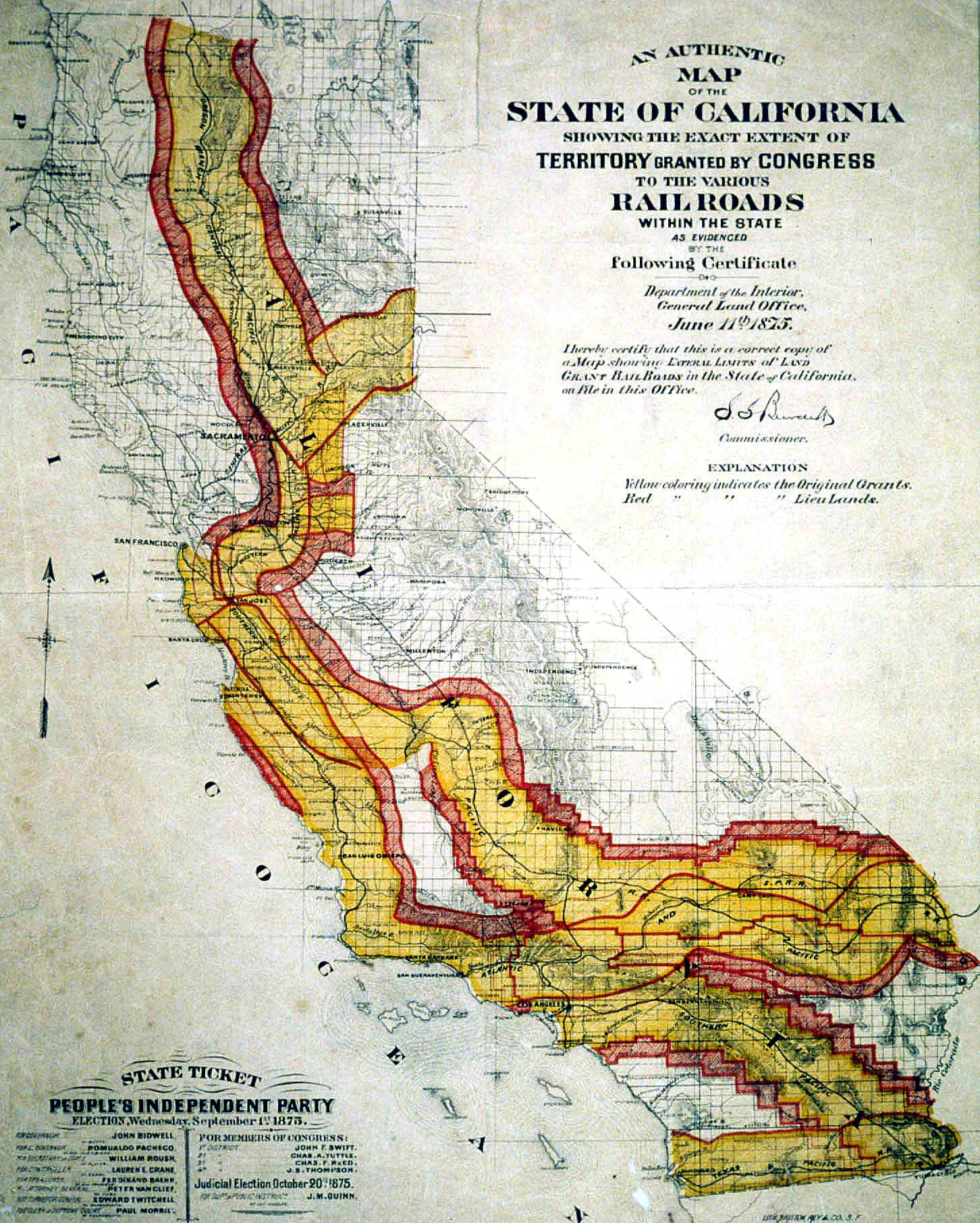 Railroad lands in California, 1875